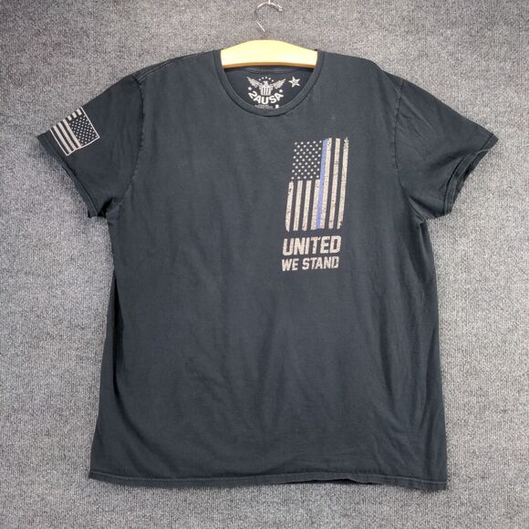 2AUSA T Shirt Mens Size XL Support Police Thin Blue Line Flag United We Stand - Picture 2 of 13
